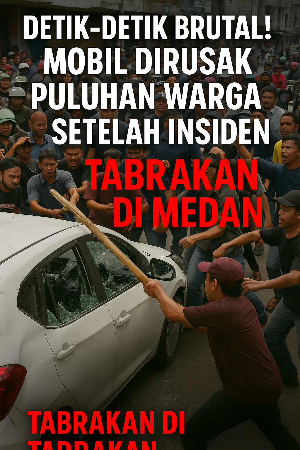 Detik-Detik Brutal! Mobil Dirusak Puluhan Warga Setelah Insiden Tabrakan di Medan